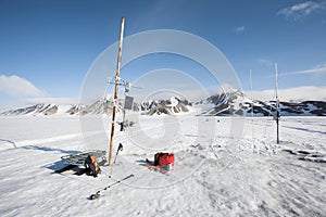 Meteorological station on the Arctic glacier photo