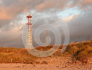 Meteorological tower station, steel construction at offshore.