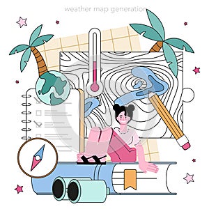 Meteorologist concept. Weather forecaster studying and monitoring