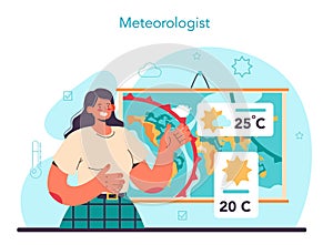 Meteorologist concept. Weather forecaster studying and researching