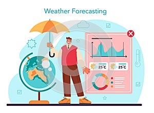 Meteorologist concept. Weather forecaster studying and researching