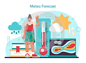 Meteorologist concept. Weather forecaster studying and researching