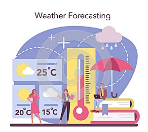 Meteorologist concept. Weather forecaster studying and researching photo