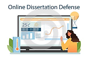 Meteorologist online service or platform. Weather forecaster studying