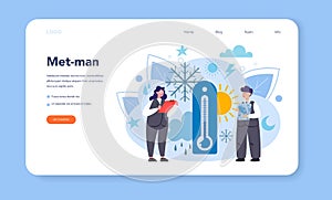 Meteorologist web banner or landing page. Weather forecaster