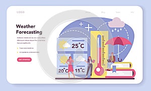 Meteorologist web banner or landing page. Weather forecaster