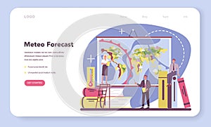 Meteorologist web banner or landing page. Weather forecaster