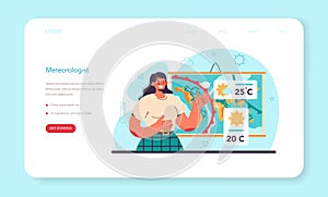 Meteorologist web banner or landing page. Weather forecaster