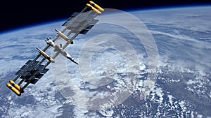 Meteorology space navigation satellite monitoring weather of planet