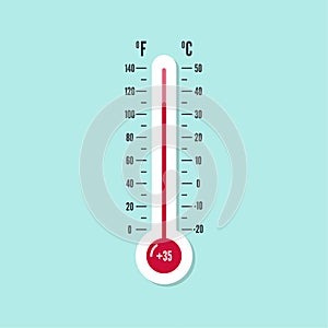 Meteorology thermometer with Celsius, Fahrenheit