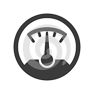 Meter bold black silhouette icon isolated on white. Manometer, tachometer pictogram.