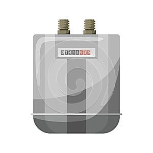 Meter counter. Gas power measurement. Fuel meter to record consumption. Isolated vector cartoon icon on white background