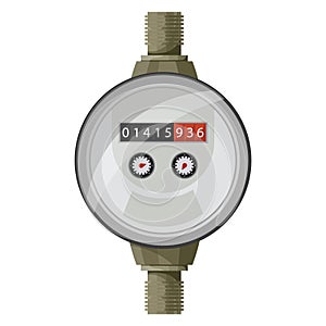 Meter counter. Water power measurement. Water meter to record consumption. Isolated vector cartoon icon on white