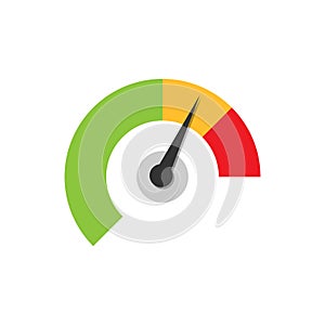 Meter dashboard icon in flat style. Credit score indicator level