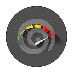 Meter dashboard icon in flat style. Credit score indicator level