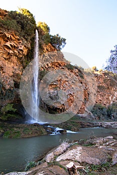 60 meter high waterfall called `el Salto de la Novia` the Jump of the Bride in CastellÃÂ³n, Spain photo