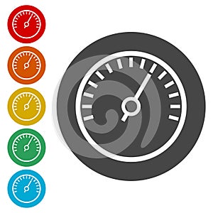 Meter icons, Symbols of speedometers, manometers