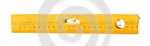 Meter level, closeup, isolated white