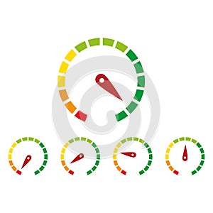 Meter signs infographic gauge element from red to green and green to red vector illustration