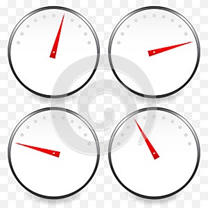 Meters, dials with red pointer. Speedometer, manometer, pressure