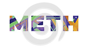 Meth Concept Retro Colorful Word Art Illustration