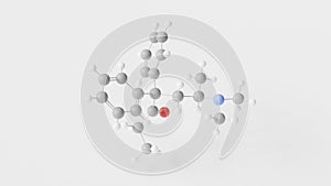 methadone molecule 3d, molecular structure, ball and stick model, structural chemical formula opiate agonists
