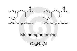 Methamphetamine, crystal meth, chemical structure, recreational drug