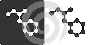 Methamphetamine crystal meth drug molecule, flat icon style. Nitrogen and carbon atoms shown as circles; hydrogen atoms omitted