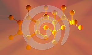 Methamphetamine molecule in warm rays of light