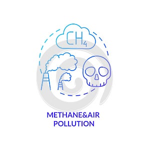 Methane and air pollution blue gradient concept icon