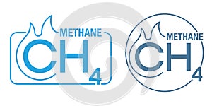 Methane badge in thin line - natural gas CH4 photo