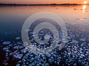 Methane bubbles in ice