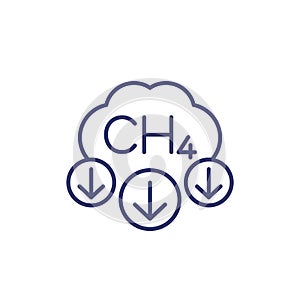 methane, CH4 emissions reduction line icon photo