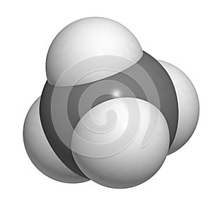 Methane CH4 gas molecule, chemical structure. Methane is the main component of natural gas. photo