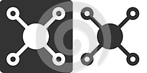 Methane (CH4) natural gas molecule, flat icon style. Atoms shown as circles (carbon - large white/grey, hydrogen - small grey/ photo