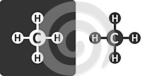 Methane CH4 natural gas molecule, flat icon style. Atoms shown as circles photo