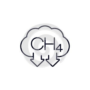 methane emissions, CH4 gas icon, line vector photo