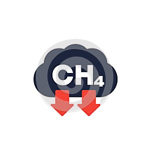 methane emissions, CH4 gas icon, vector art photo