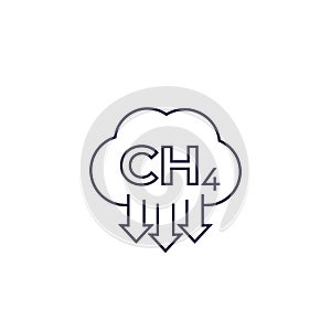 Methane emissions, CH4 line icon photo