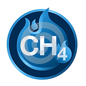 Methane icon - natural gas with formula CH4 photo