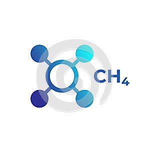 Methane molecule, ch4 icon on white photo