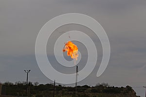 Methane plume or flare in the Permian Basin