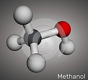 Methanol, methyl alcohol, molecule. Sugar substitute and E951 Molecular model. 3D rendering