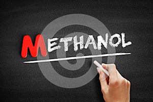 Methanol text on blackboard