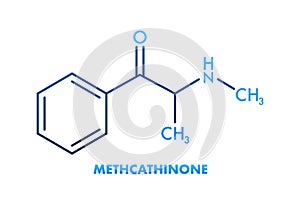 METHCATHINONE formula for medical design. METHCATHINONE chemical formula on white background.