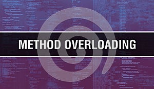 Method overloading with Digital java code text. Method overloading and Computer software coding vector concept. Programming coding photo