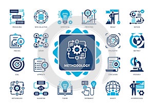 Methodology solid icon set