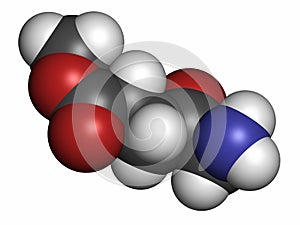 Methyl aminolevulinate non-melanoma skin cancer drug molecule. Used in photodynamic therapy. Atoms are represented as spheres with photo