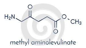 Methyl aminolevulinate non-melanoma skin cancer drug molecule. Used in photodynamic therapy. Skeletal formula. photo