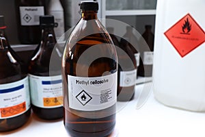 methyl cellosolve in glass,Hazardous chemicals and symbols